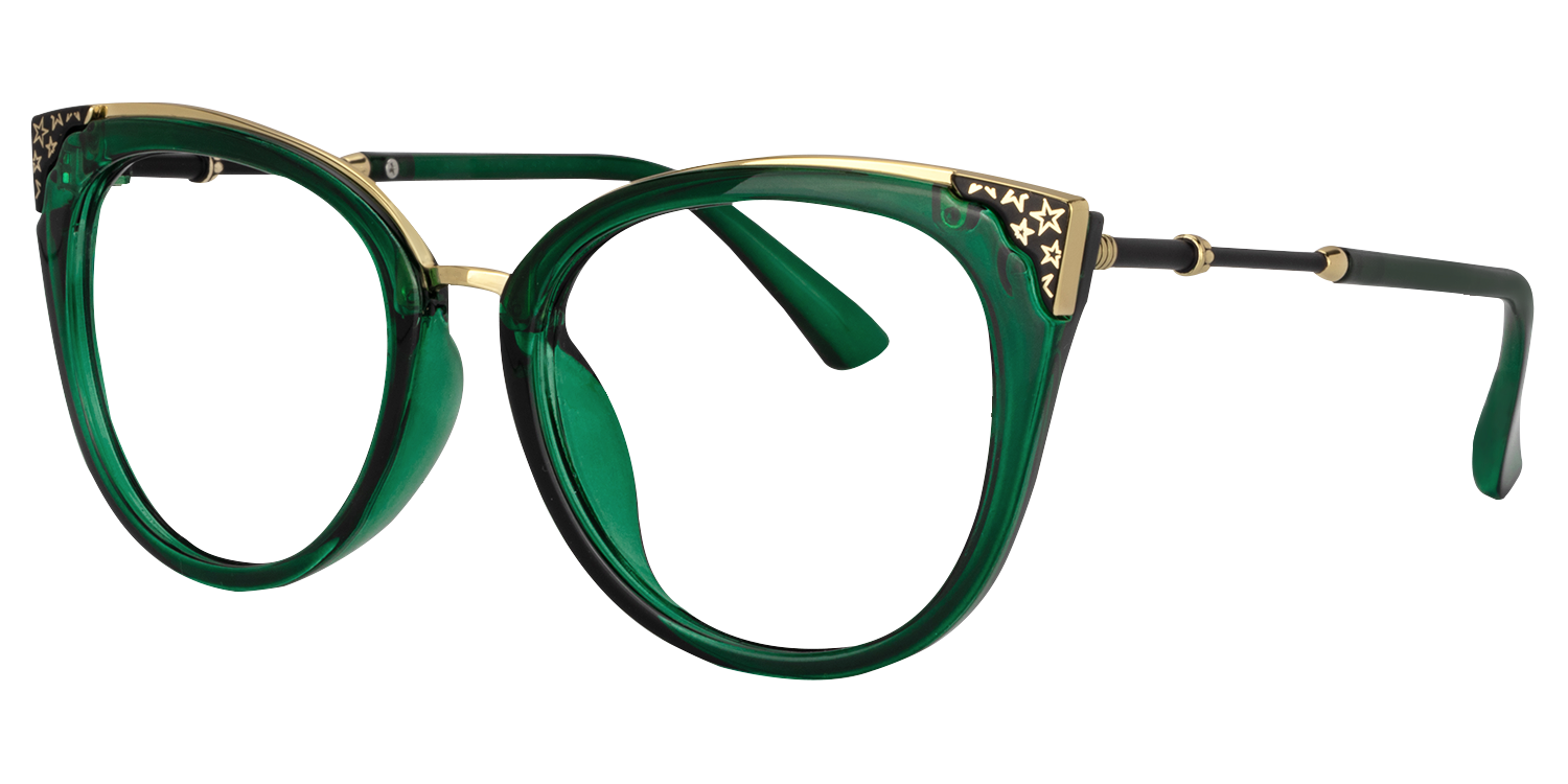 Dalton Cat Eye Dark Green Frame Glasses | Zeelool1