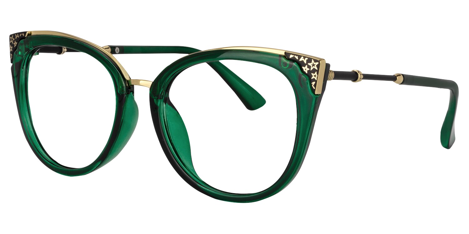 Dalton Cat Eye Dark Green Frame Glasses | Zeelool1