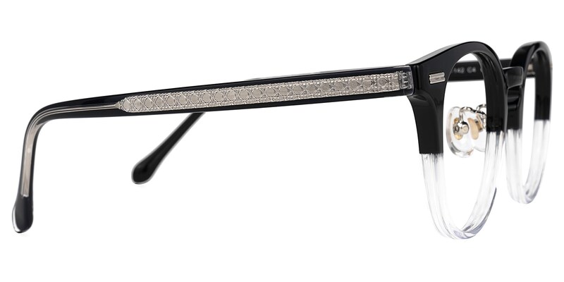 Luvinia Round Black-Crystal Glasses | Zeelool Glasses2