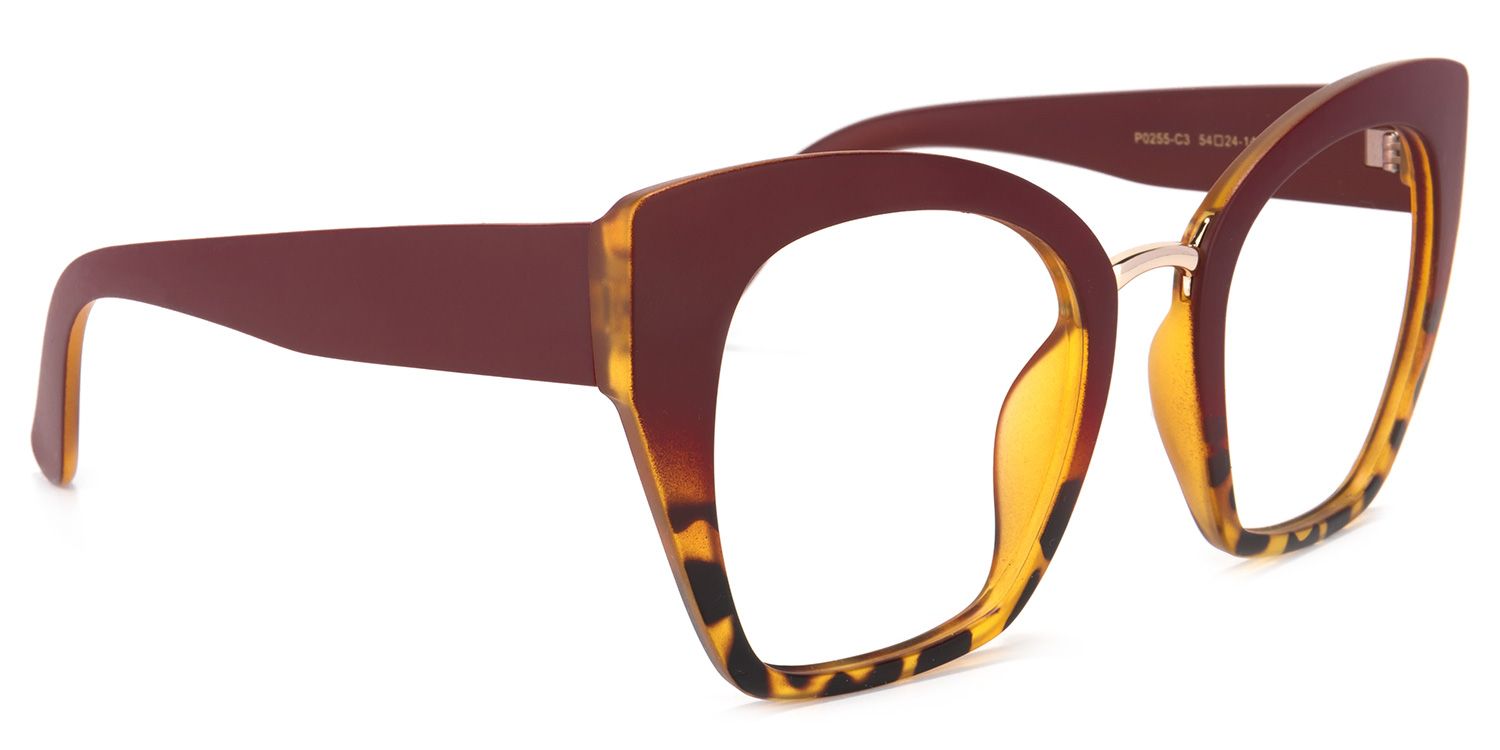 Denis Cat Eye Red Glasses with Two-Tone Frames1