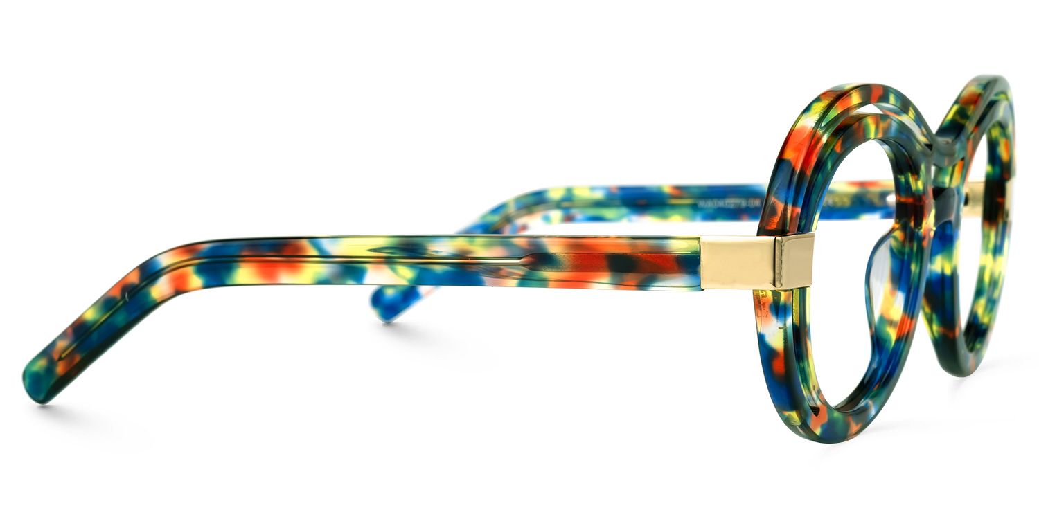 Texidor Round Eyeglasses, Blue Tortoise Frame Glasses2