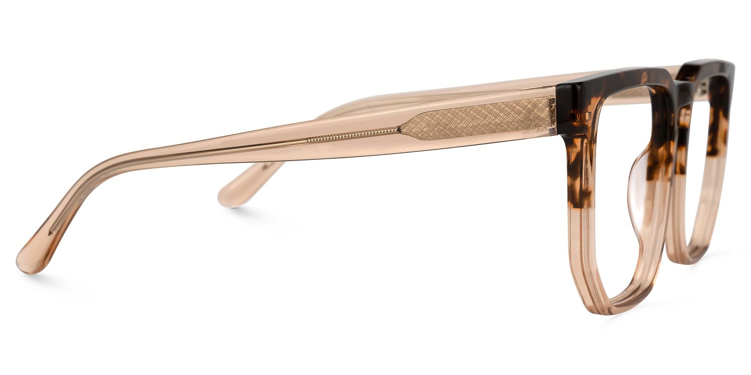 Matherne Square Tortoise Eyeglasses and Thin Two-Tone Frames2