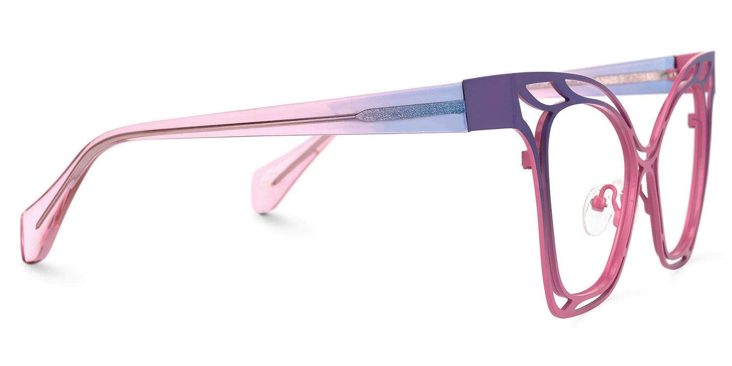Cini Square Pink Glasses | Zeelool Glasses2