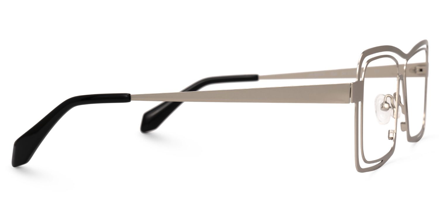 Tosin Square Silver Glasses | Zeelool Glasses2
