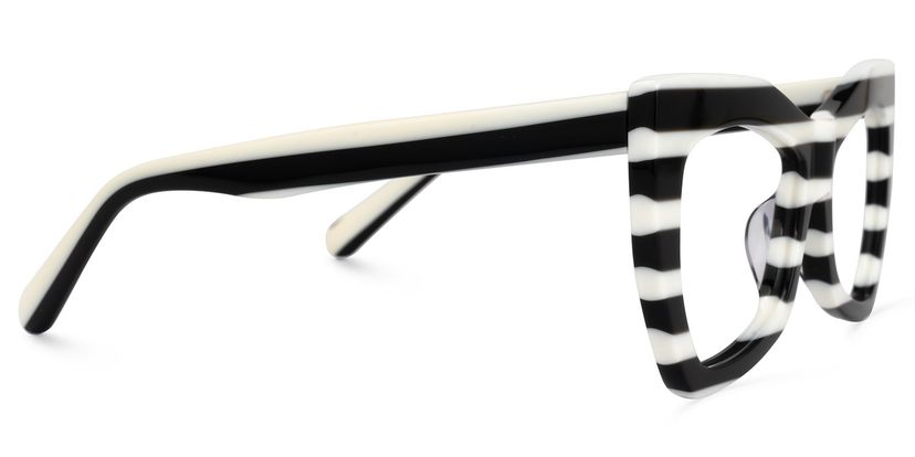 Bernita Geometric Black and White Striped Frames Glasses display picture 3