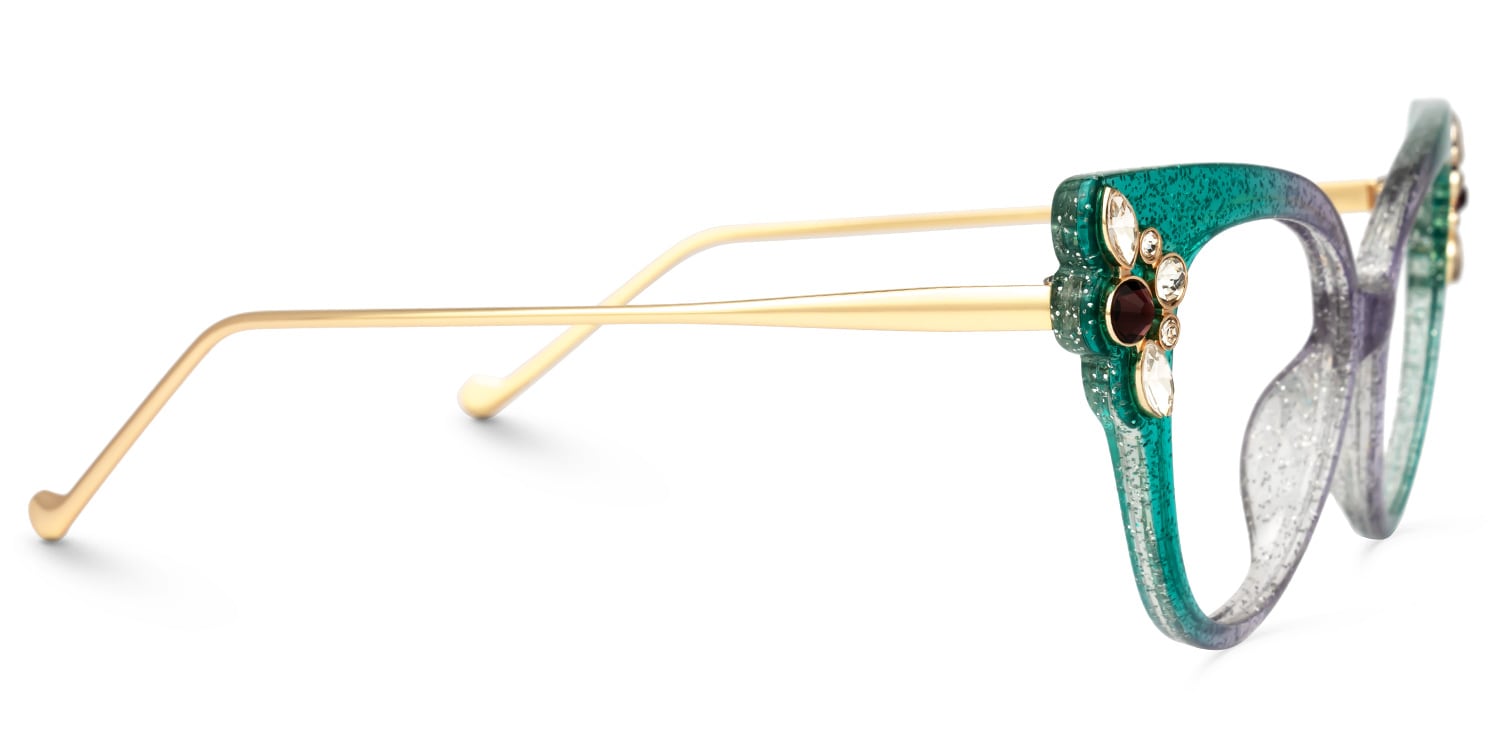 Belkihel Cateye Green-Purple Glasses | Zeelool Glasses