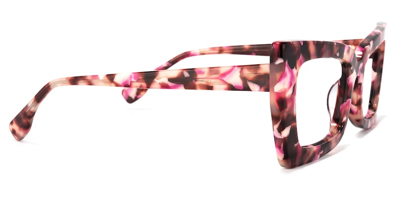 Newell Rectangle Pink-Floral Glasses | Zeelool Glasses3