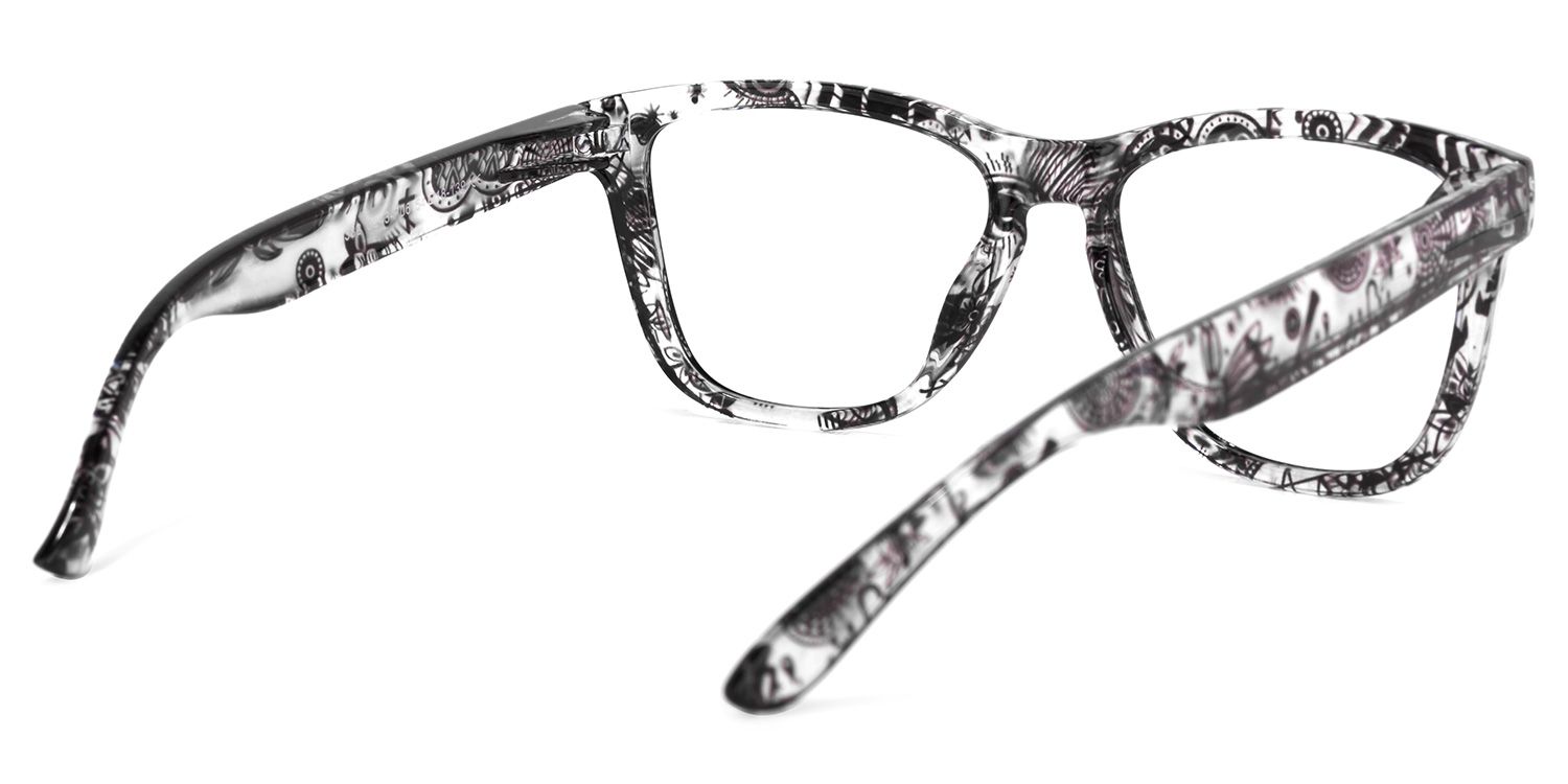 Randall Square Black-Floral Glasses | Zeelool Glasses4