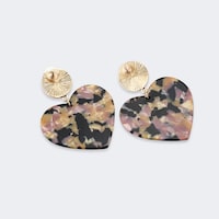Vintage Heart Shape Black-Pink Floral Earrings1
