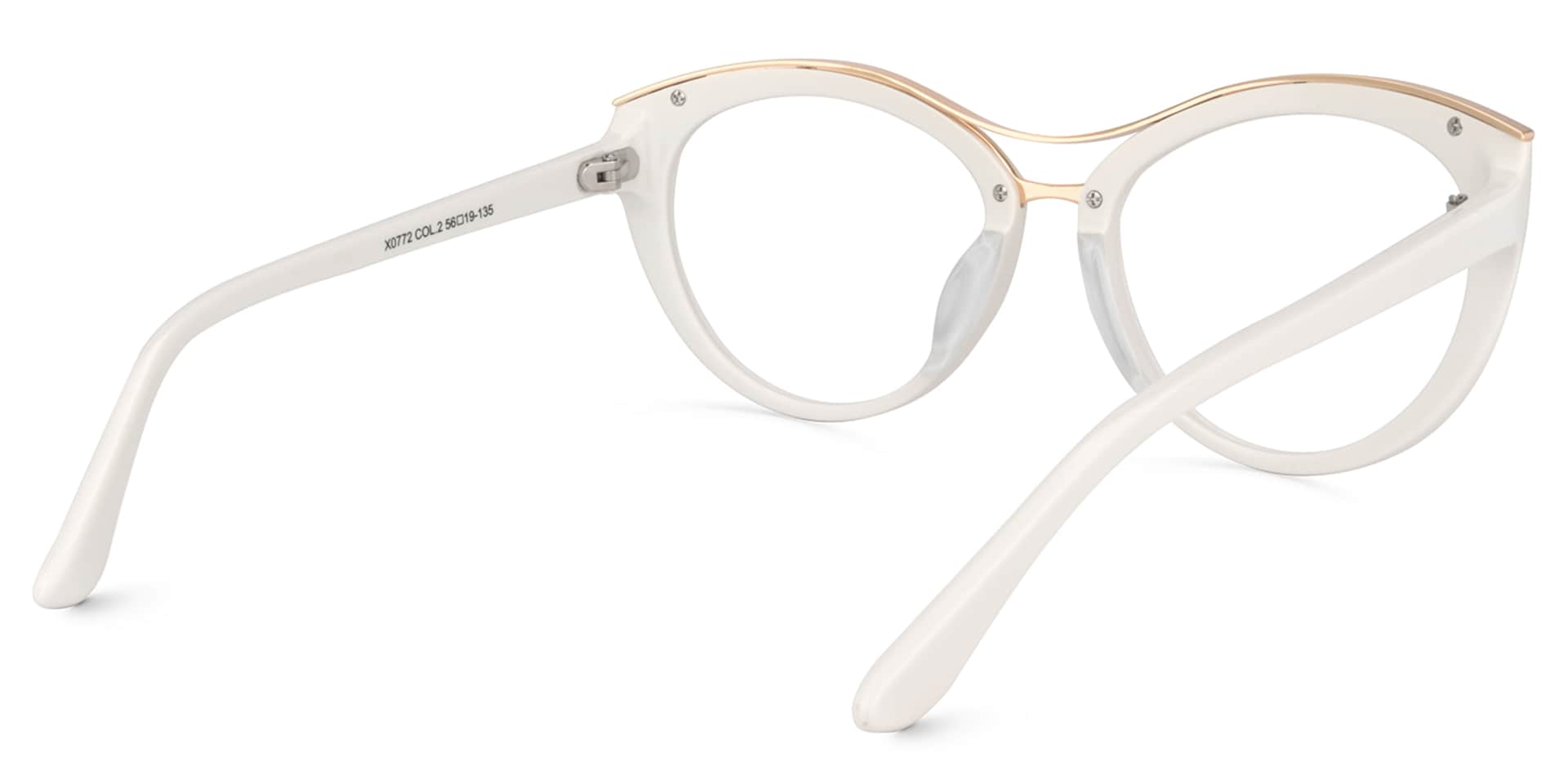 Carol Cateye White Frame Glasses | Zeelool4