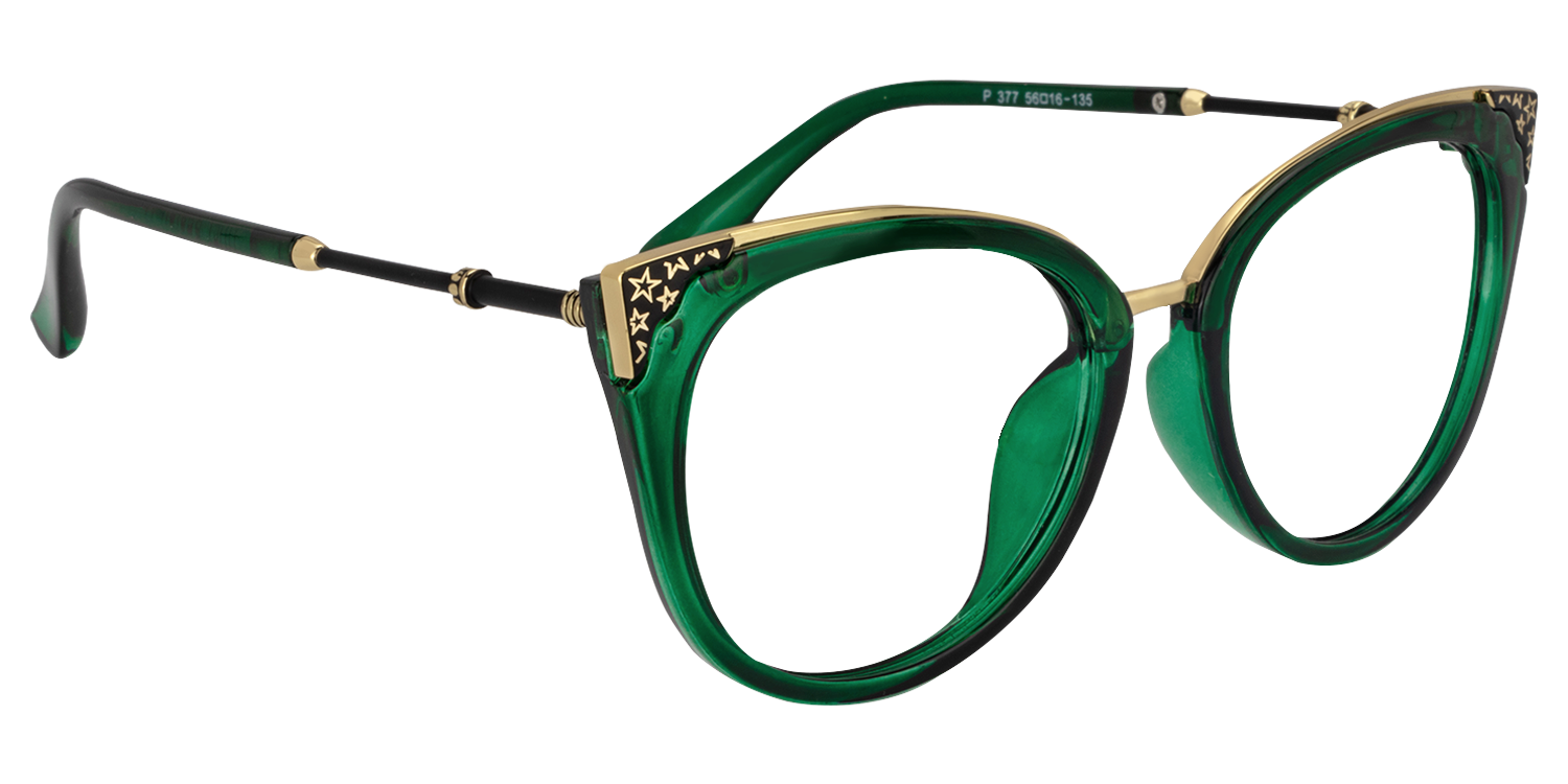 Dalton Cat Eye Dark Green Frame Glasses | Zeelool Optical2