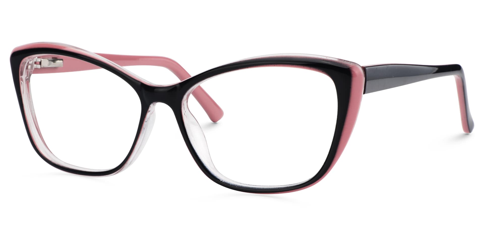 Fidelia Cat Eye Black and Pink Frame Glasses | Zeelool3