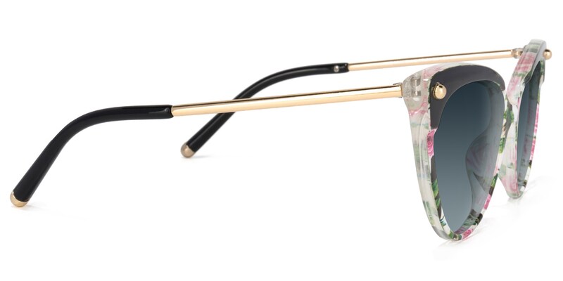 Alivia Cat Eye Pink-Green-Floral Sunglasses | Zeelool Glasses3