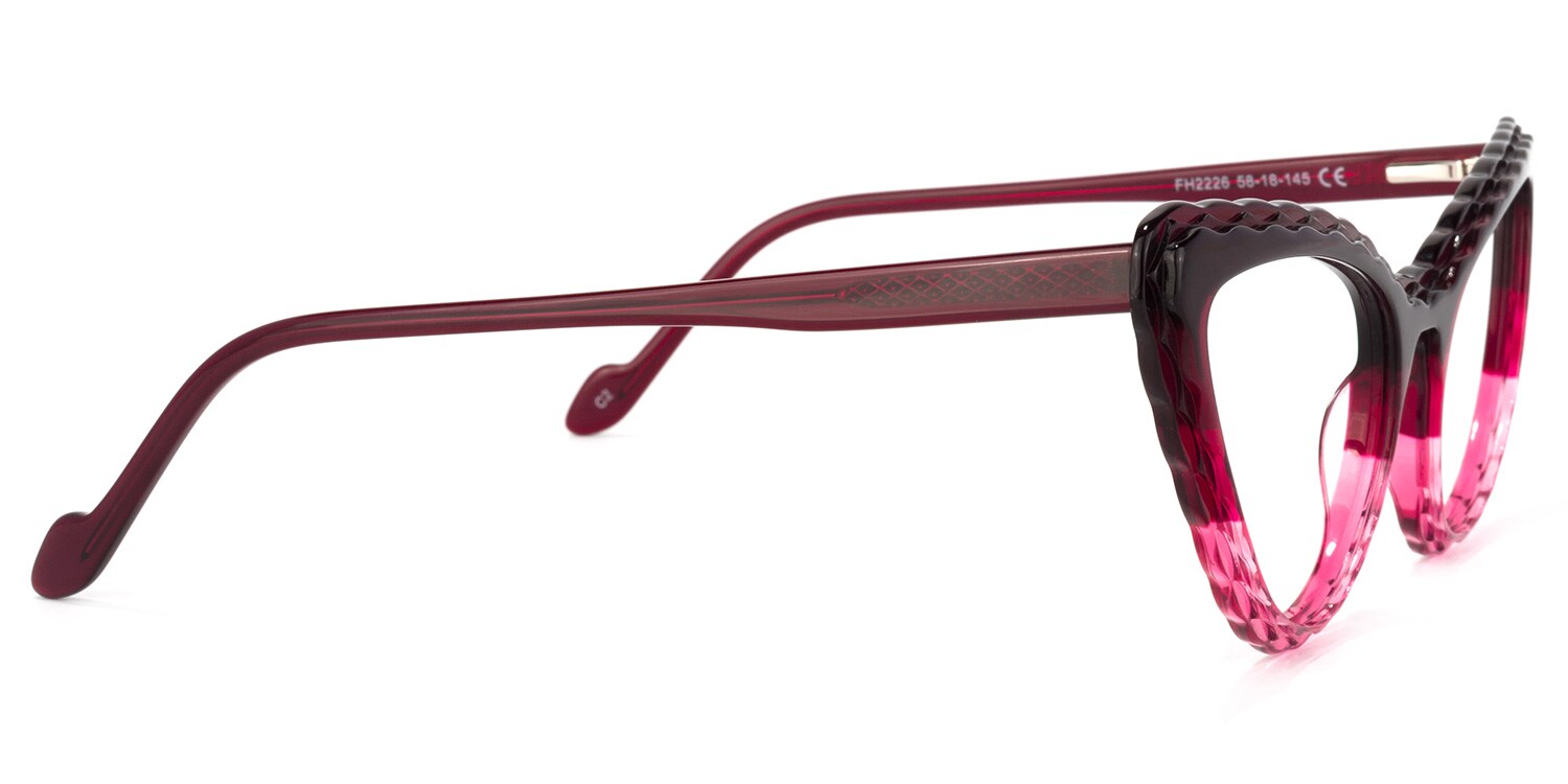 Presley Cateye Dark-Red Glasses | Zeelool Glasses