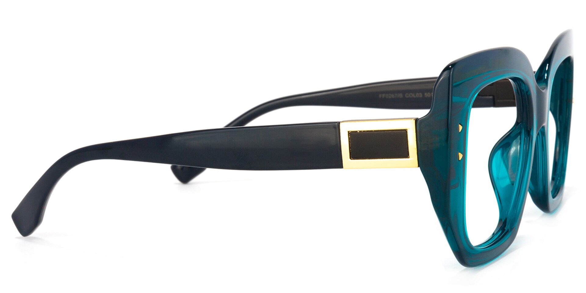 Sienna Square Peacock-Blue Glasses | Zeelool Glasses3