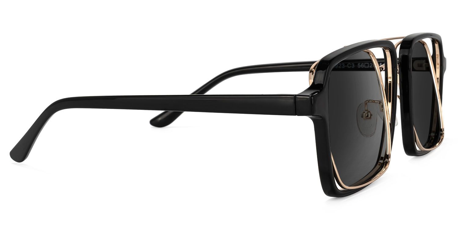 Nellie Aviator Black-Gold Sunglasses | Zeelool Glasses3