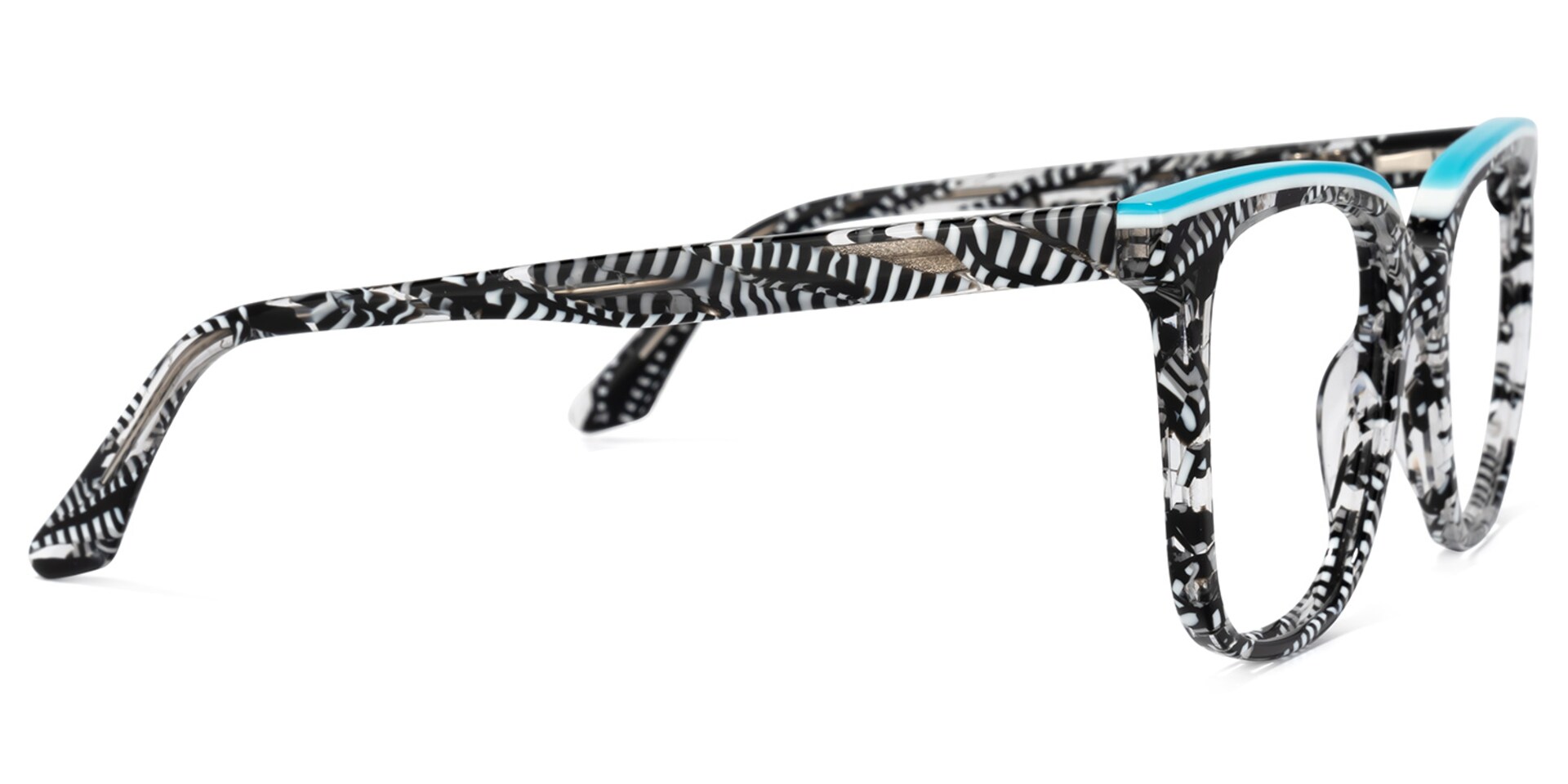 Jaffett Square Black-White Glasses | Zeelool Glasses3