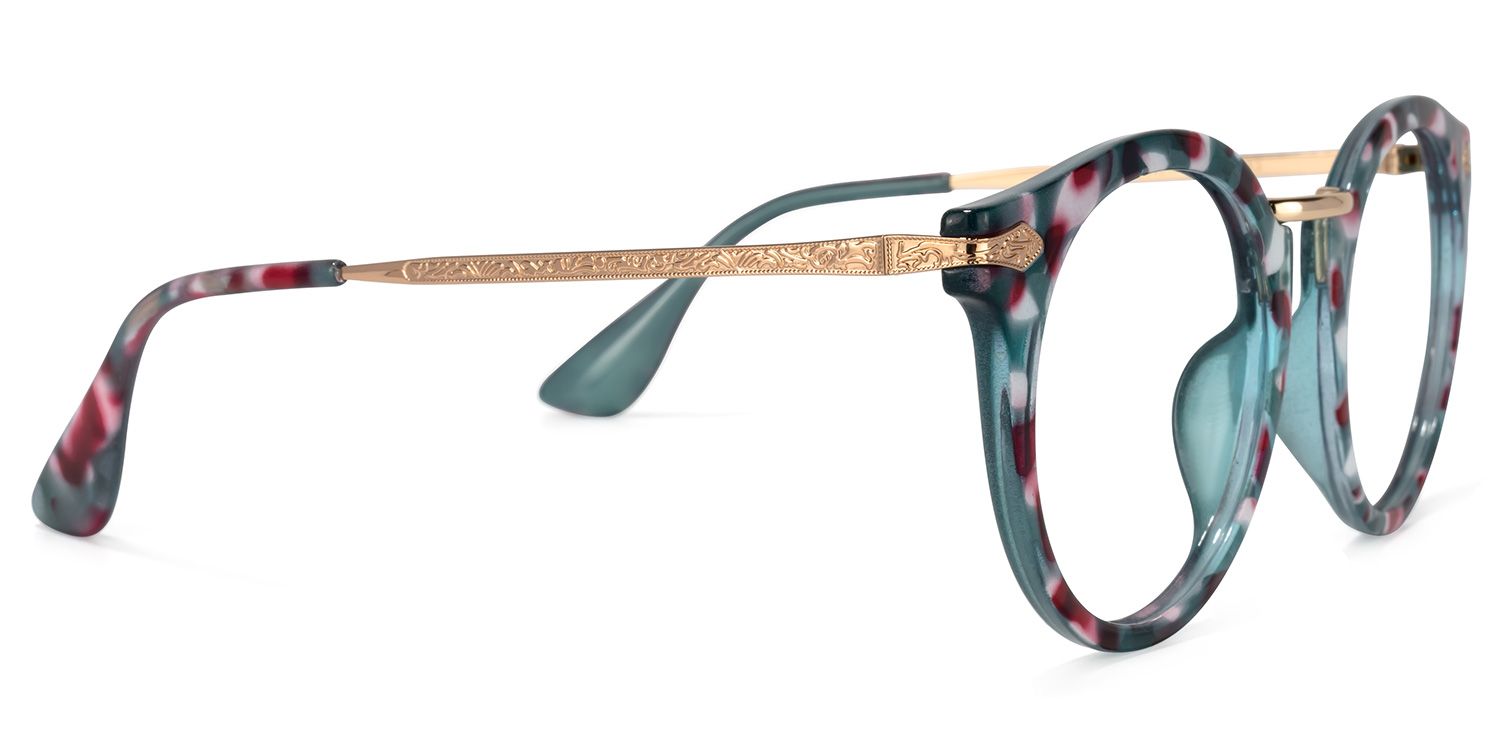 Quentina Round Blue Floral Frame Glasses | Zeelool3