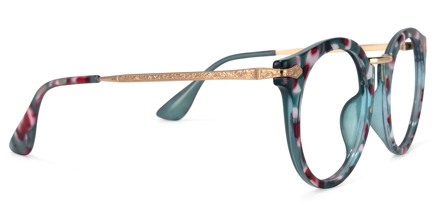 Quentina Round Blue Floral Frame Glasses | Zeelool3