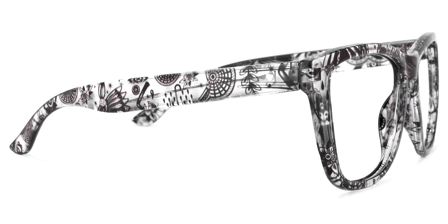 Randall Square Black-Floral Glasses | Zeelool Glasses3