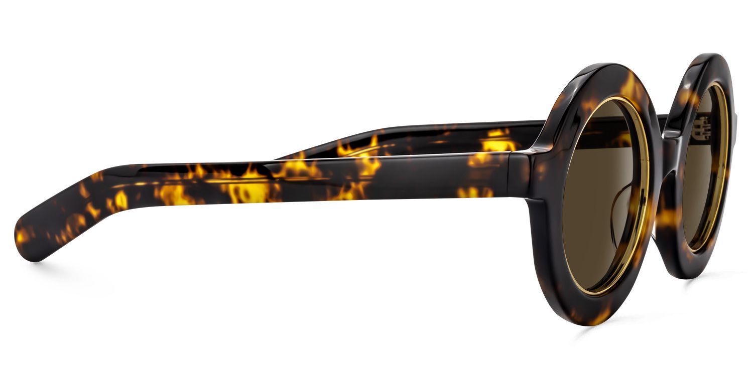 Calhoun Round Yellow Tortoise Sunglasses | Zeelool Glasses3