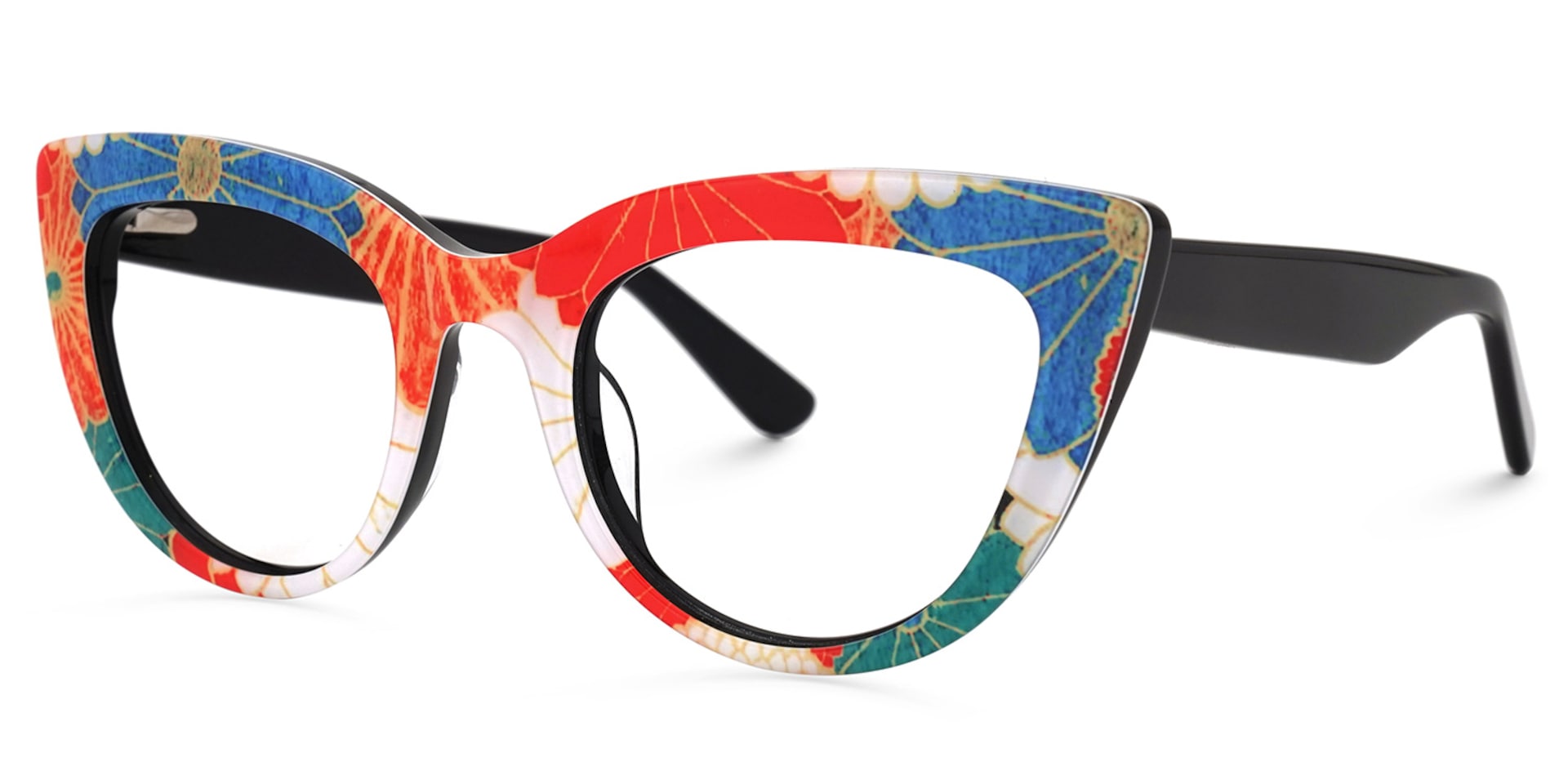 Makie Cateye Blue-Floral Glasses | Zeelool Glasses1