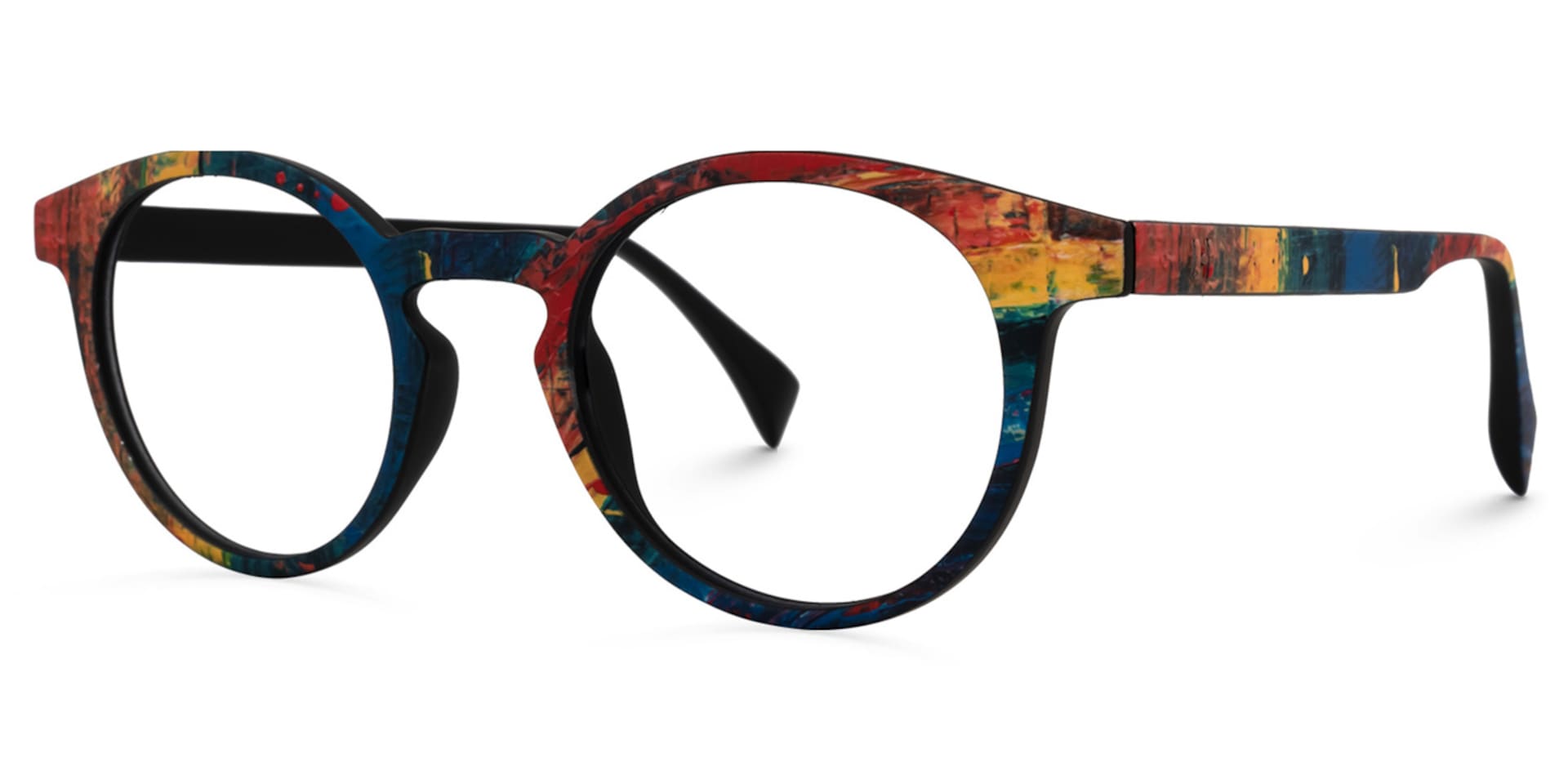 Street-Artist Round Blue-Red Glasses | Zeelool Glasses1