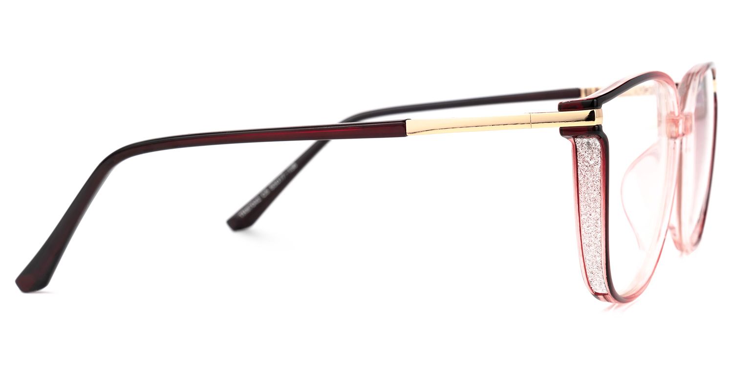 Annalisa Square Red Glasses with Ombre Thin Frames2
