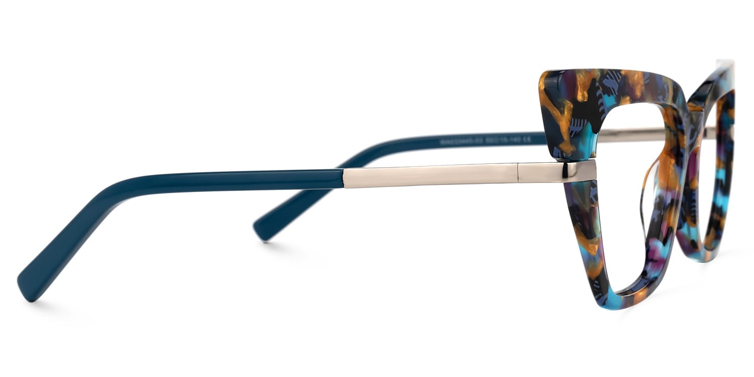 Dotson Cateye Blue-Floral Glasses | Zeelool Glasses