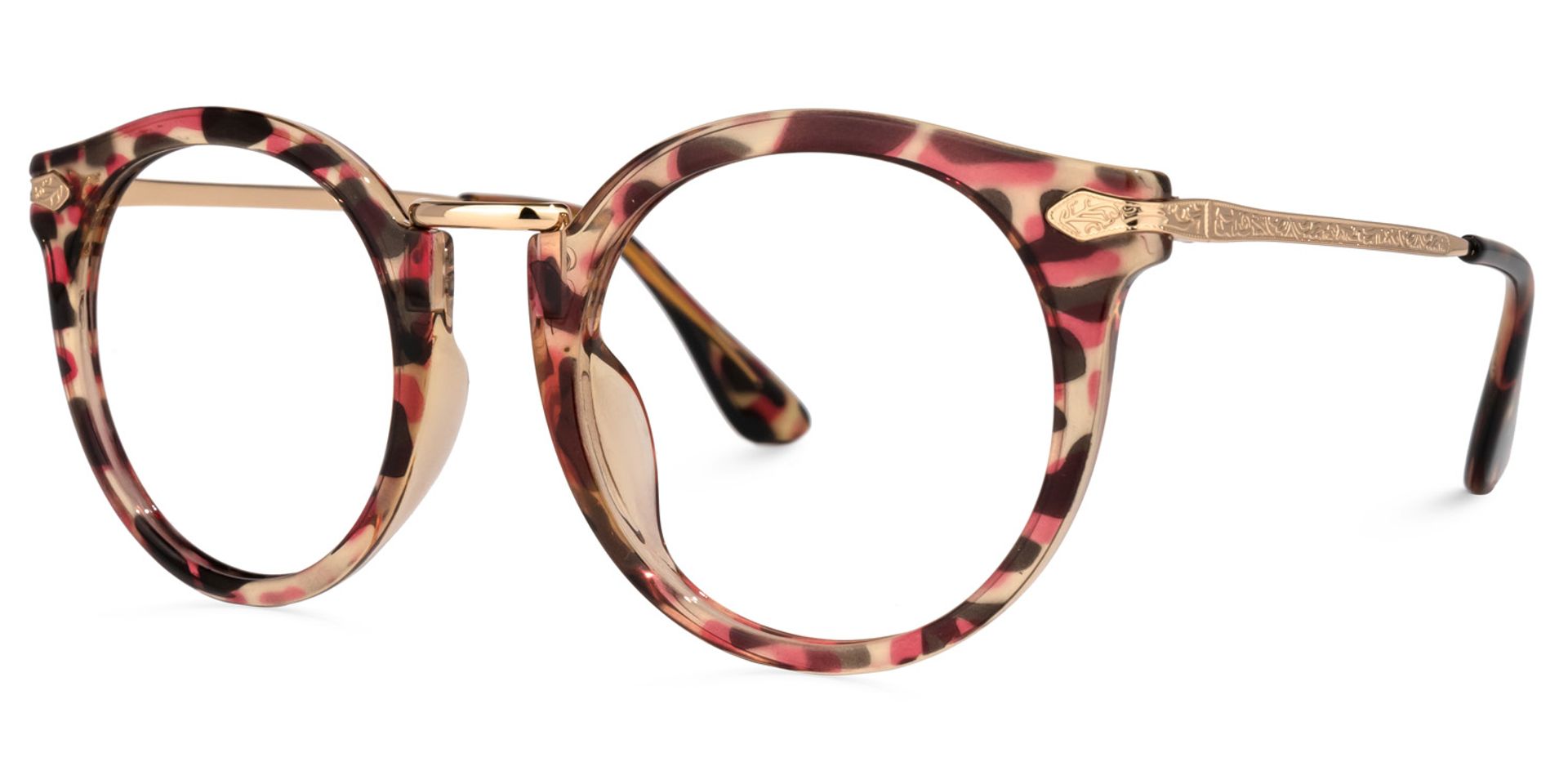 Quentina Round Red-Floral Frame Glasses | Zeelool Optical1