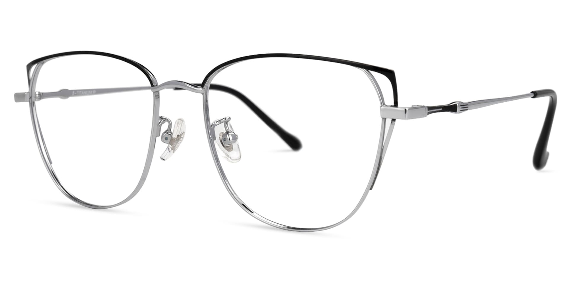 Unica Cateye Black-Silver Glasses | Zeelool Glasses1