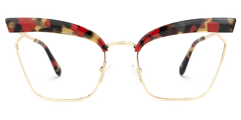 Tiffani Browline Red-Floral Glasses | Zeelool Glasses0