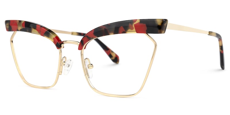 Tiffani Browline Red-Floral Glasses | Zeelool Glasses1