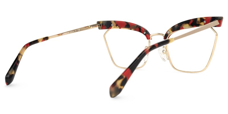 Tiffani Browline Red-Floral Glasses | Zeelool Glasses3
