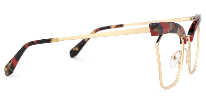 Tiffani Browline Red-Floral Glasses | Zeelool Glasses2