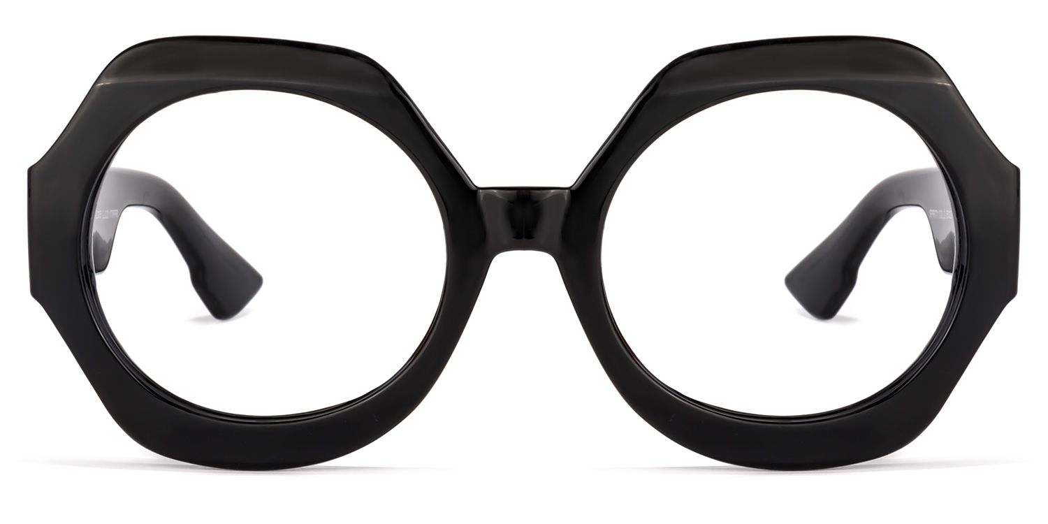 Geoffrey Geometric Thick Black Frame Glasses | ZEELOOL0