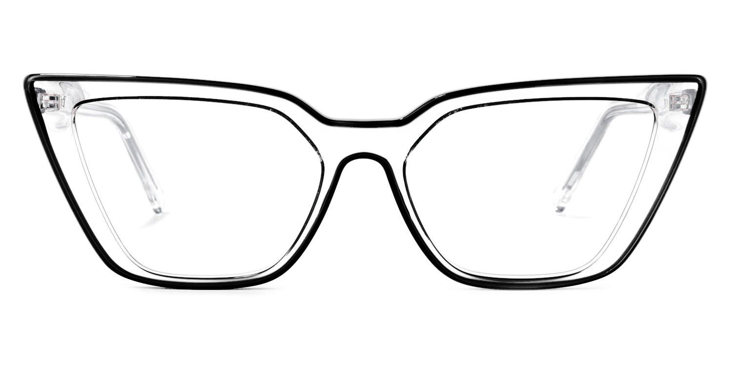 Yosef Cyber Women Black and Clear Cat Eye Frames Glasses0