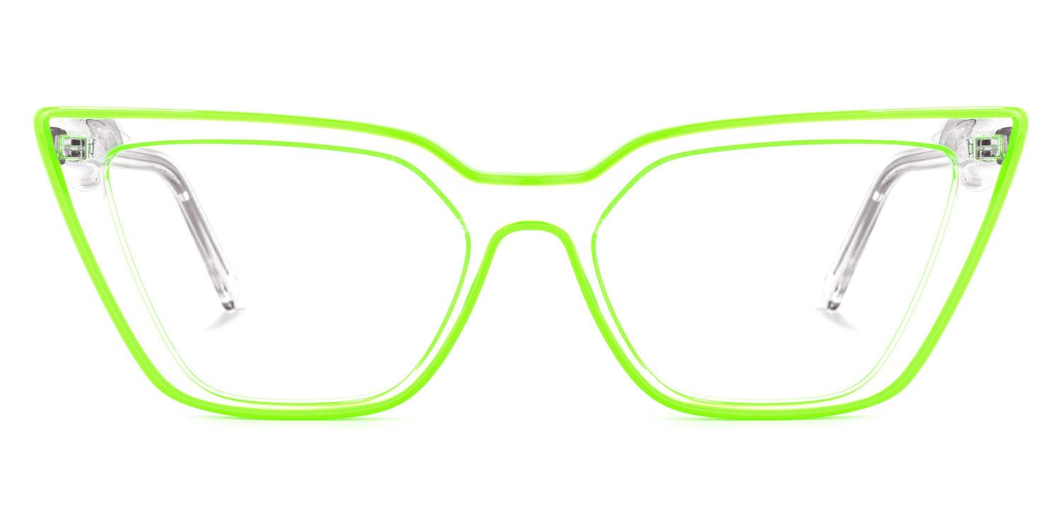 Zeelool Lime Green Cat Eye Glasses & Cyberpunk Frame0