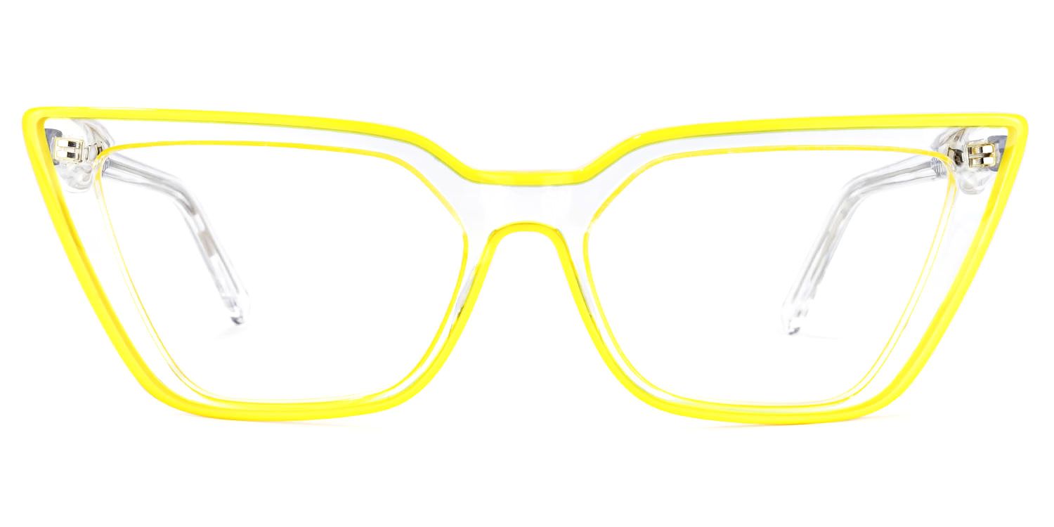 Yosef Clear Yellow Cat Eye Frame Glasses, Cyber Eyeglasses0