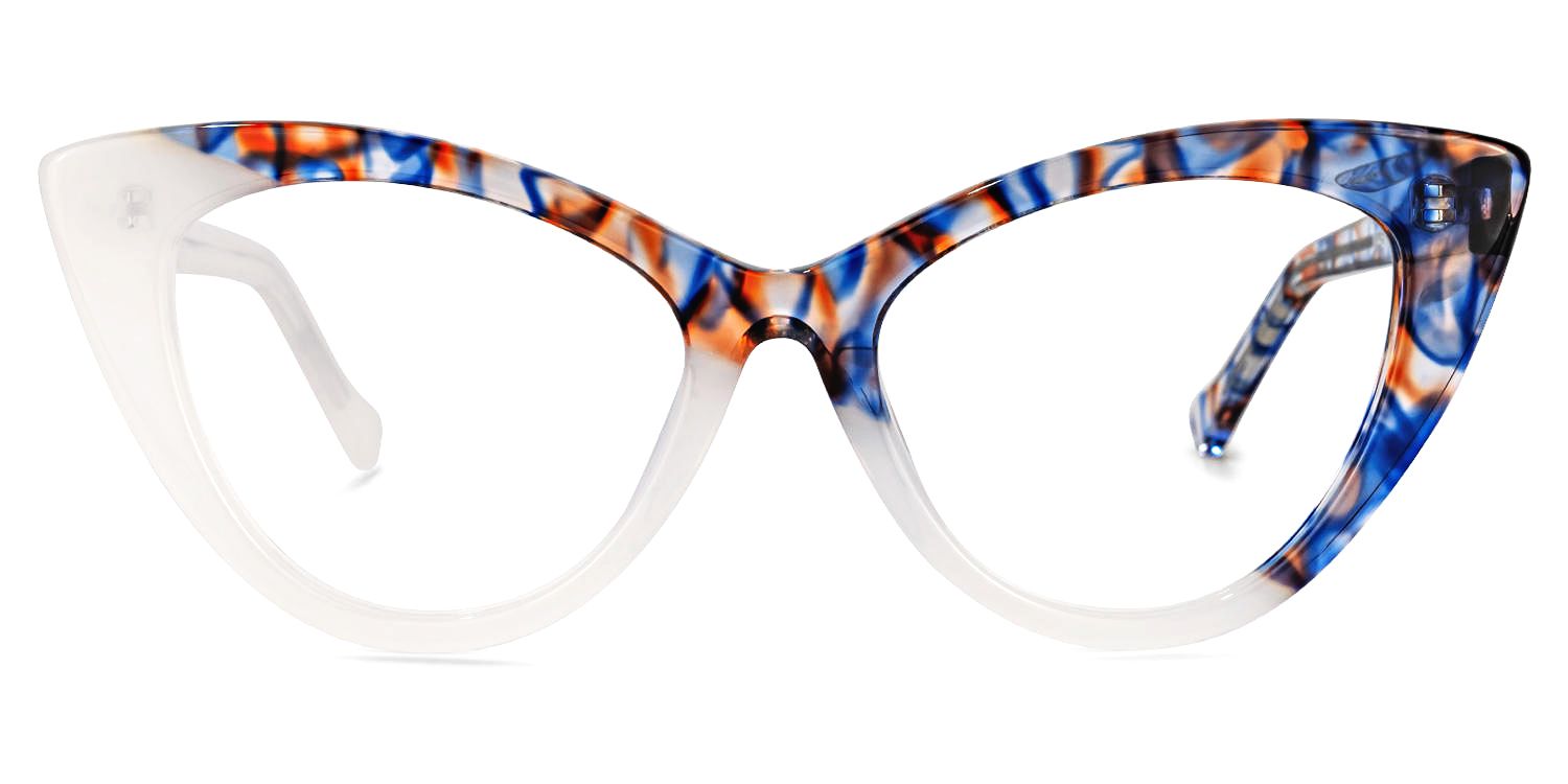 Maxine Cateye White Eyeglasses and Two-Tone Frames0