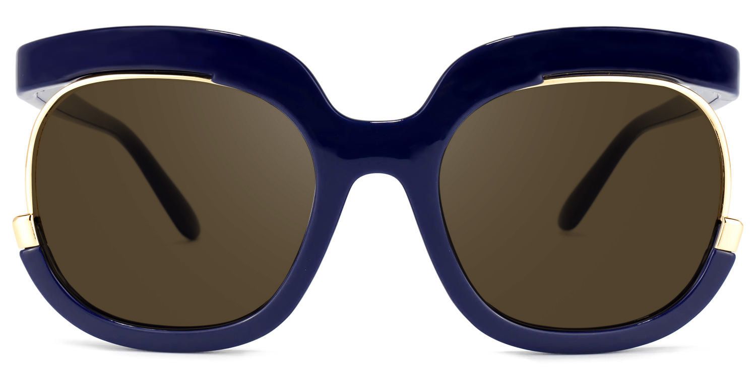Darice Round Dark-Blue Sunglasses | Zeelool Glasses0
