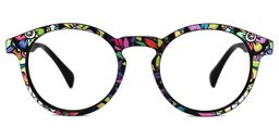 Street-Artist Round Purple-Floral Glasses0