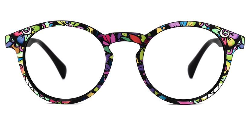 Street-Artist Purple-Floral Round Glasses