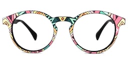 Street-Artist Round Pink-Floral Glasses0