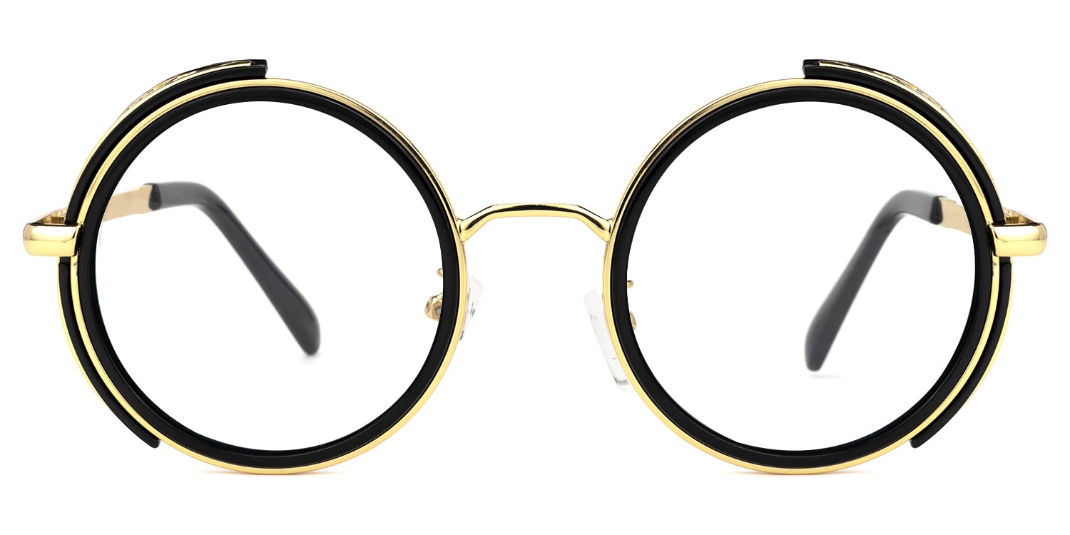 Alvarado Round Black-Gold Glasses | Zeelool Glasses