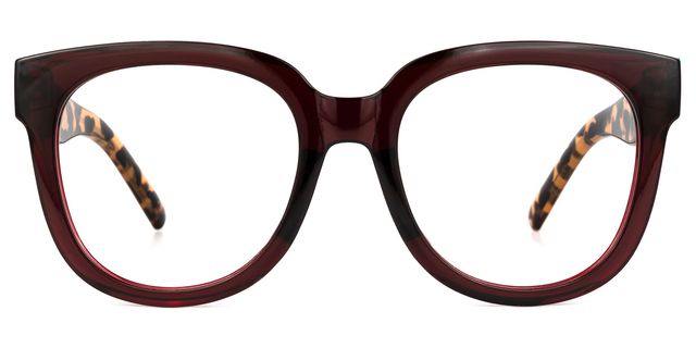 Harrell Square Dark-Red Glasses