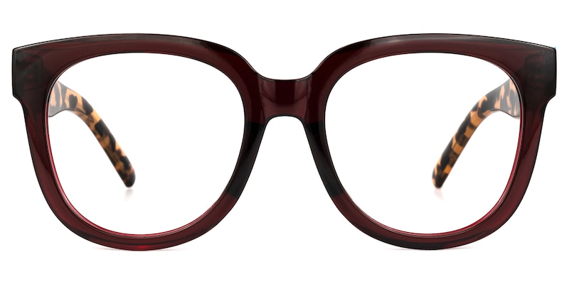 Harrell Square Dark-Red Glasses | Zeelool Glasses0