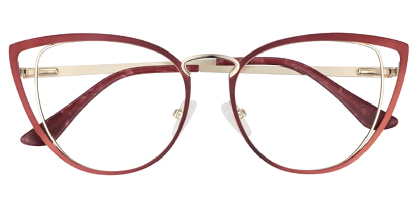 Cateye Red&Gold Glassess | Zeelool Eyeglass Frames