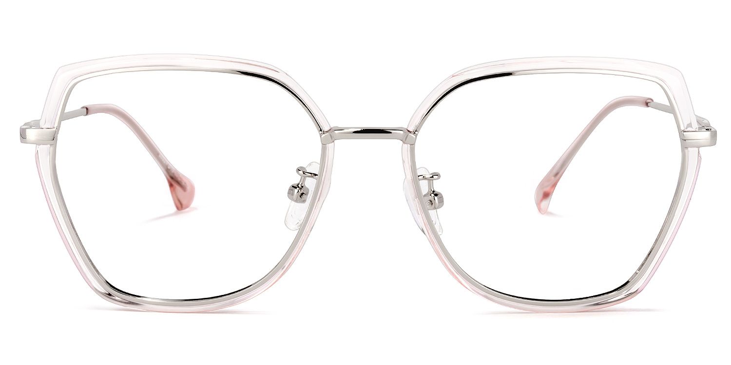 Noemi Geometric Pink-Silver Glasses | Zeelool Glasses0