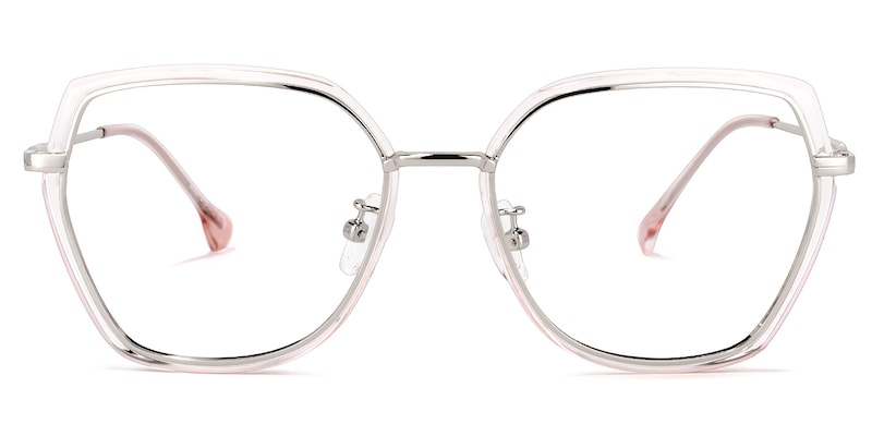 Noemi Geometric Pink-Silver Glasses | Zeelool Glasses0